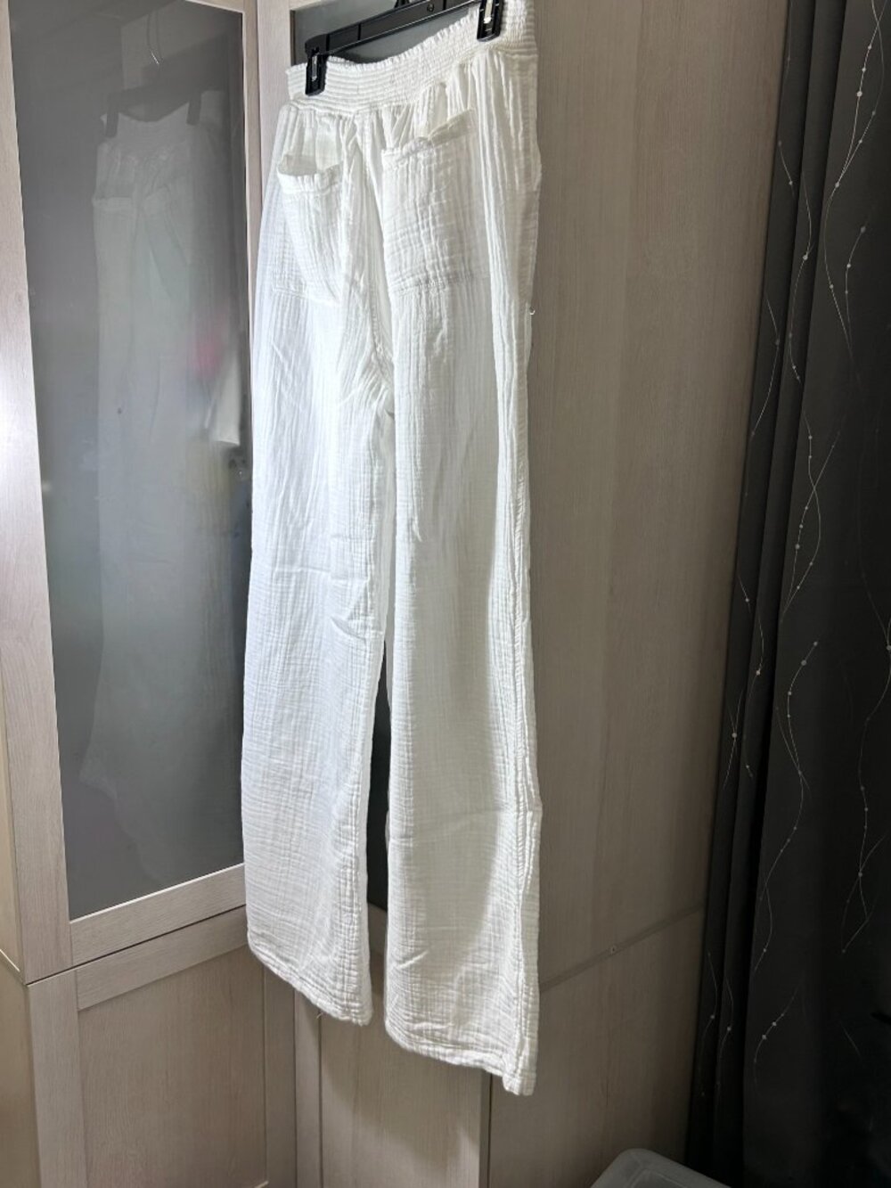 Women's S.O. 100% Cotton Wide-Leg Pant Suit (Size Large) — White - Picture 11 of 16